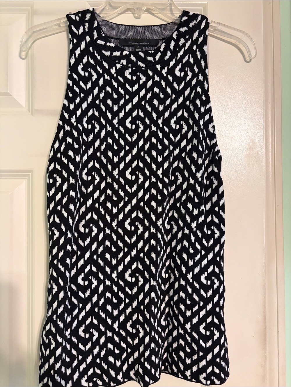 White House Black Market Black and White Geometric Midi Skirt